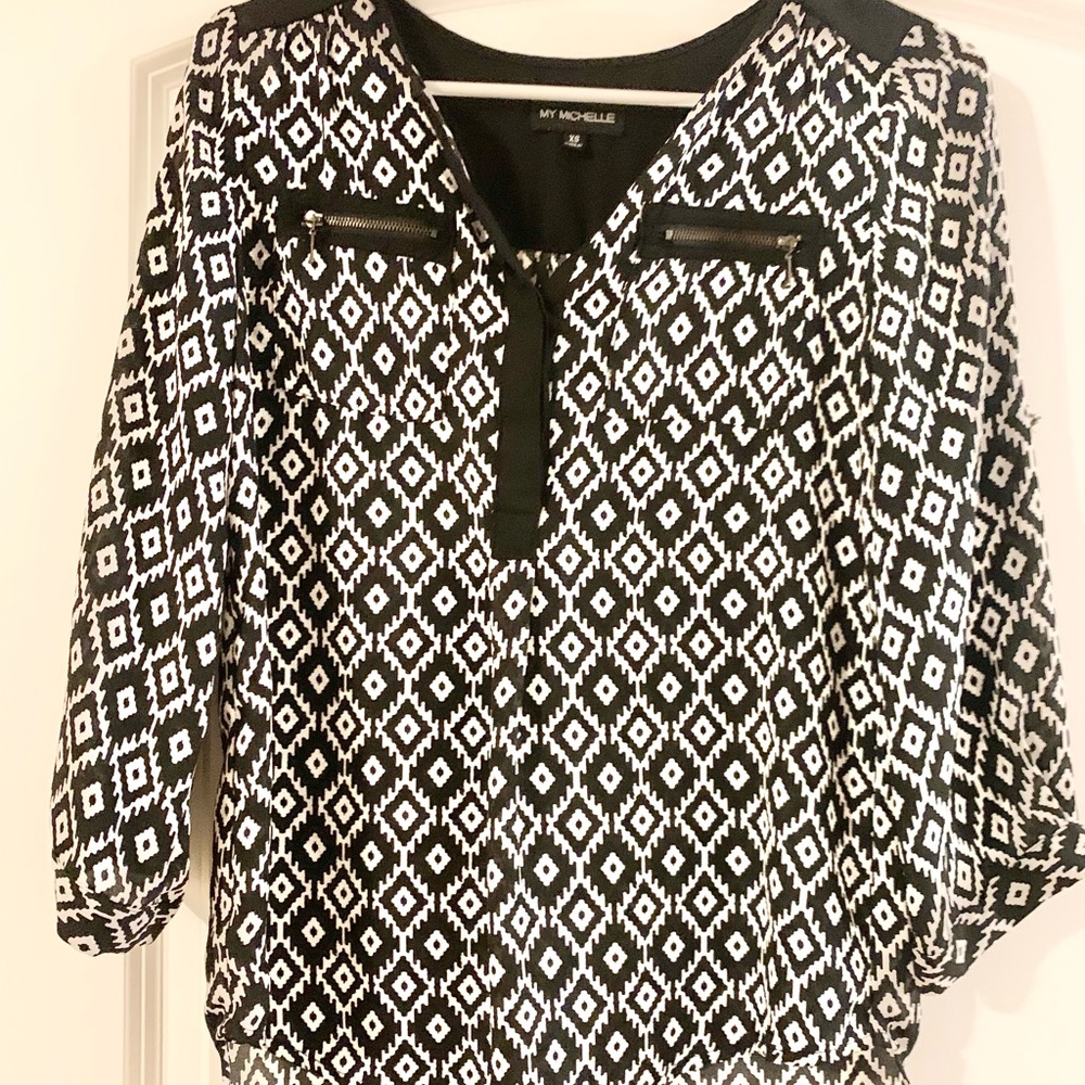 Black and white blouse